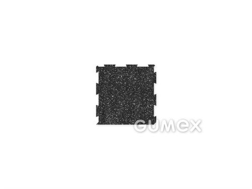 Tlumicí dlaždice ELASTON-ELTEC PUZZLE krajní se zámkem pro fitness, 10mm, 500x500mm, neformátovaná, hustota 1050kg/m3, recyklovaný granulát SBR, PU pojivo + 10% EPDM, černošedá